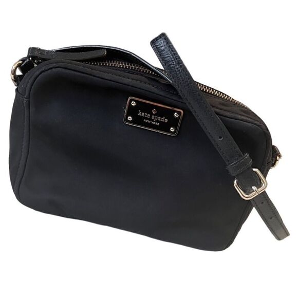 Kate Spade Black Nylon Adjustable Strap Top Zip Small Crossbody - Picture 1 of 16